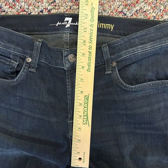 7 For All Mankind Slimmy Blue Dark Wash Mid-Rise Slim Fit Jeans Size 32 - Picture 9 of 13